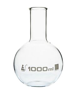 Eisco Labs Boiling Flask, 1000ml - Borosilicate Glass - Flat Bottom, Narrow Neck - Eisco Labs
