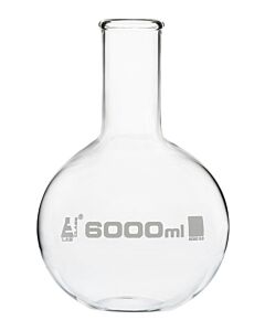 Eisco Labs Boiling Flask, 6000ml - Borosilicate Glass - Flat Bottom, Narrow Neck - Eisco Labs