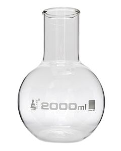 Eisco Labs Boiling Flask, 2000ml - Borosilicate Glass - Flat Bottom, Wide Neck - Eisco Labs
