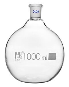 Eisco Labs Florence Boiling Flask, 1000ml - 24/29 Joint, Interchangeable - Borosilicate Glass - Flat Bottom, Short Neck - Eisco Labs