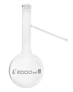 Eisco Labs Distilling Flask With Side Arm, 2000ml - Borosilicate Glass - Round Bottom, Beaded Rim - Eisco Labs