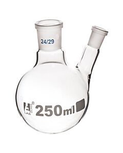 Eisco Labs Distilling Flask, 250ml - 24/29 Oblique Neck With 14/23 Joint - Borosilicate Glass - Round Bottom - Eisco Labs
