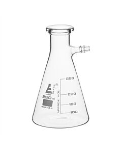 Eisco Labs Filtering Flask, 250ml - Borosilicate Glass - Conical Shape, With Integral Side Arm - White Graduations