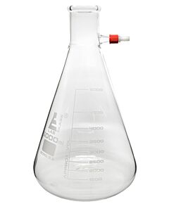 Eisco Labs Filtering Flask, 5000ml - Borosilicate Glass - Conical Shape, With Integral Plastic Side Arm - White Graduations - Eisco Labs