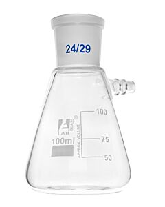 Eisco Labs Buchner Filtering Flask, 100ml - Socket Size 24/29 - Interchangeable Joint - Side Arm - Borosilicate Glass - Eisco Labs
