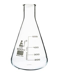 Eisco Labs Erlenmeyer Flasks, 500ml - Narrow Neck - Borosilicate Glass