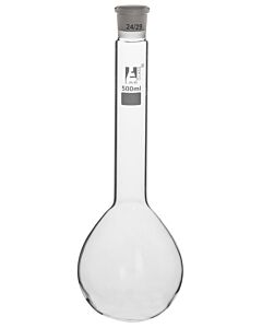 Eisco Labs Kjeldahl Flask, 500ml - 24/29 Socket Size - Long Neck, Round Bottom - Borosilicate Glass