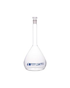 Eisco Labs Volumetric Flask, 5000ml - Class A - Borosilicate Glass - Hexagonal Hollow Stopper