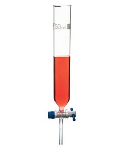 Eisco Labs Dropping Funnel, 50ml - Ptfe Key Stopcock, Open Top, Cylindrical - Ungraduated - Cylindrical, Borosilicate Glass - Eisco Labs