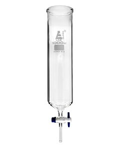 Eisco Labs Dropping Funnel, 1000ml - Ptfe Key Stopcock, Open Top, Cylindrical - Ungraduated - Cylindrical, Borosilicate Glass - Eisco Labs