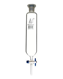Eisco Labs Dropping Funnel, 500ml - 29/32 Plastic Stopper - Ungraduated, Ptfe Key Stopcock - Cylindrical - Borosilicate Glass - Eisco Labs