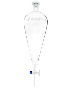Eisco Labs Squibb Separating Funnel, 2000ml - 29/32 Plastic Stopper, Glass Key Stopcock, Ungraduated - Borosilicate Glass - Eisco Labs