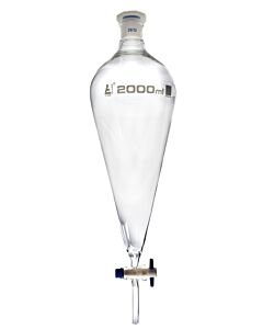 Eisco Labs Squibb Separating Funnel, 2000ml - 29/32 Plastic Stopper, Ptfe Key Stopcock, Ungraduated - Borosilicate Glass - Eisco Labs