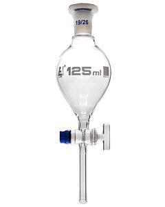 Eisco Labs Separating Funnel, 100ml - Pear Shaped - 19/26 Plastic Stopper, Glass Key Stopcock, Stem With Cone - Borosilicate Glass - Eisco Labs