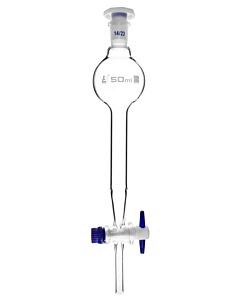 Eisco Labs Gilson Separating Funnel, 50ml - Ptfe Key Stopcock - Plastic Stopper, Socket Size 14/23 - Borosilicate Glass - Eisco Labs