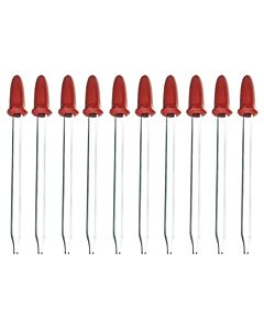 Eisco Labs Pack of 10 Glass Dropping Pipettes, 1.7ml Capacity, Rubber Teat, Narrow Mouth - Eisco Labs