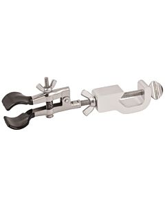 Eisco Labs Burette/Test Tube Clamp with Bosshead - PVC Coated Round Jaws, Opens up to 45mm