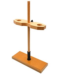 Eisco Labs Adjustable Funnel Stand for 2 Funnels, Polished Wood, 1.5" Hole Diameter, 18" Tall - Eisco Labs