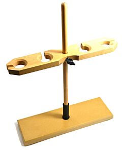Eisco Labs Adjustable Wooden Funnel Stand for 4 Funnels, 1.5" Hole Diameter, 20" Tall