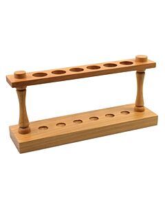 Eisco Labs Wooden Test Tube Rack - Holds 6 Tubes - 9.75" Wide - Polished Wood