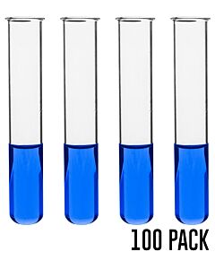 Eisco Labs 100PK Test Tubes, 50mL, 24x150mm - Rimmed - Light Wall, 1.2mm Thick - Borosilicate 3.3 Glass