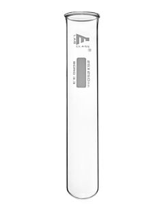 Eisco Labs 24PK Test Tubes, 85mL, 25x250mm - Rimmed - Marking Spot - Light Wall, 1.2mm Thick - Borosilicate 3.3 Glass