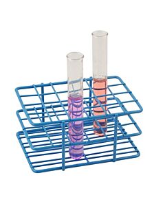 Eisco Labs Blue Epoxy Coated Steel Wire Test Tube Rack, 24 Holes, Outer Diameter permitted of tubes 15-16mm or less , 4 X 6 Format