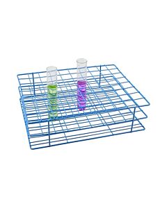 Eisco Labs Blue Epoxy Coated Steel Wire Test Tube Rack, 80 Holes, Outer Diameter Permitted of Tubes 22-25mm or Less , 8x10 Format
