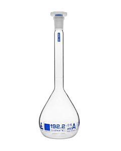 Eisco Labs Volumetric Flask, 192.2mL - Class A - Borosilicate Glass - 14/23 Polyethylene Stopper - Includes Calibration Certificate