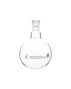 Eisco Labs Boiling Flask, 1000ml - 24/40 Joint - Flat Bottom, Ground Joint - Borosilicate Glass