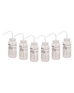 Eisco Labs 6PK Performance Plastic Wash Bottle, Distilled Water, 500 ml - Labeled (2 Color)