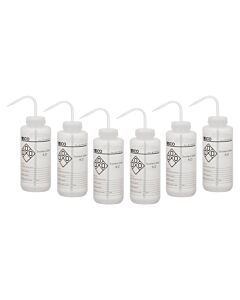 Eisco Labs 6PK Performance Plastic Wash Bottles - Distilled Water - 1000mL