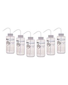 Eisco Labs 6PK Performance Plastic Wash Bottle, Distilled Water, 1000 ml - Labeled (2 Color)