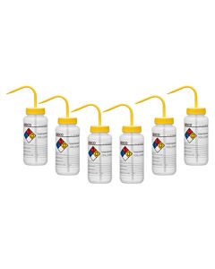 Eisco Labs 6PK Performance Plastic Wash Bottle, Isopropanol, 500 ml - Labeled (4 Color)