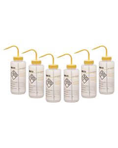 Eisco Labs 6PK Performance Plastic Wash Bottle, Isopropanol, 1000 ml - Labeled (2 Color)