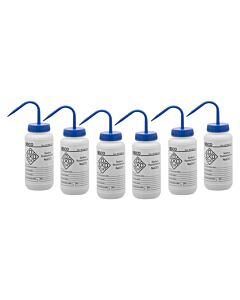 Eisco Labs 6PK Performance Plastic Wash Bottle, Sodium Hypochlorite (Bleach), 500 ml - Labeled (1 Color)