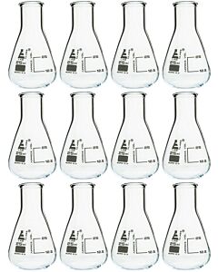 Eisco Labs 12PK Erlenmeyer Flasks, 25mL - Narrow Neck - Borosilicate Glass