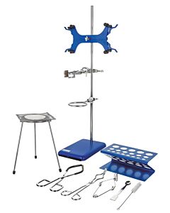 Eisco Labs 13 Piece Set - Complete Research Grade Lab Starter Kit - Includes Rod, Base, Tongs, Rings, Test Tube Stands, Clamps & More - Eisco Labs