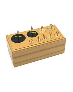 Eisco Labs Set of 9 Brass Hooked Weights - 10-1000g in Wooden Block