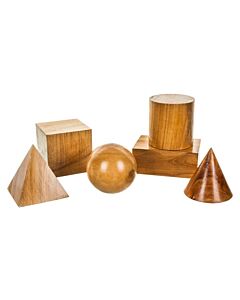 Eisco Labs Geometrical Models Set - 6 Shapes, Large Scale - Made of Solid Wood, Polished - 3-Dimensional Learning Tool for Geometry, Spatial Recognition and Visualizing Calculus - Eisco Labs