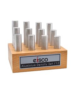Eisco Labs 12pc Cylindrical Bars Density Set, Aluminum - Wooden Storage Block