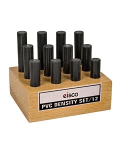 Eisco Labs 12pc Cylindrical Bars Density Set, PVC - Wooden Storage Block