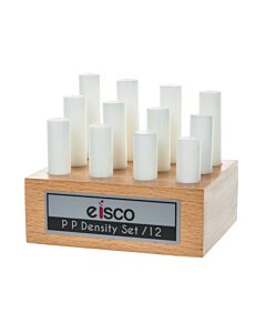 Eisco Labs 12pc Cylindrical Bars Density Set, Polypropylene - Wooden Storage Block