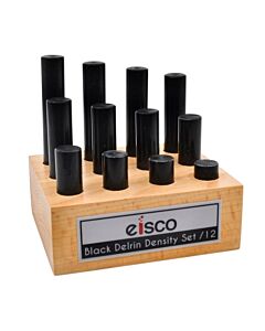 Eisco Labs 12pc Cylindrical Bars Density Set, Black Derlin - Wooden Storage Block