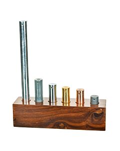 Eisco Labs 6pc Equal Mass Metal Cylinders Set - Copper, Lead, Brass, Zinc, Iron & Aluminum - For Specific Heat Experiments