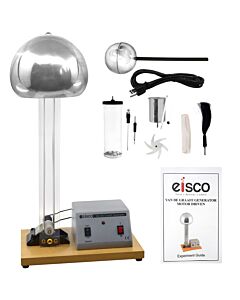 Eisco Labs Van De Graaff Generator, Motor Driven - 120/240V, 50/60Hz - Includes Assembled Base with DC Motor, Power Cord, Discharge Wand, & Accessories
