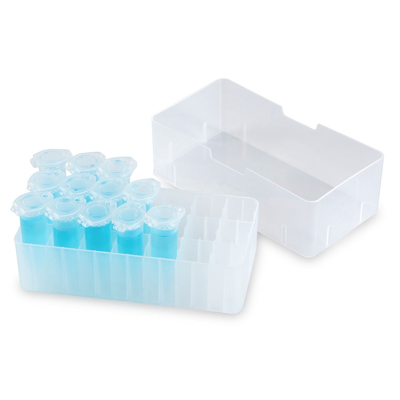 Globe Scientific Freezer Box For 5.0ml Microcentrifuge Tubes, 21-Place (7 X 3 Format), With Lid, Clear