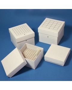 Globe Scientific 49-Place Storage Box, Cardboard, White