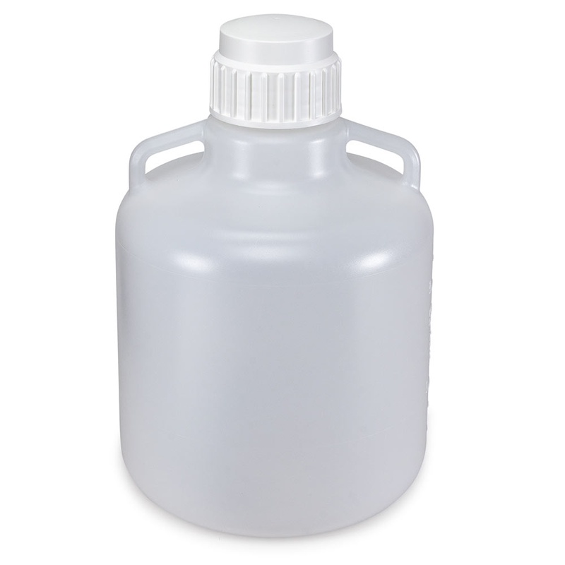 Globe Scientific Carboys, Round with Handles, LDPE, White PP Screwcap, 10 Liter, Molded Graduations