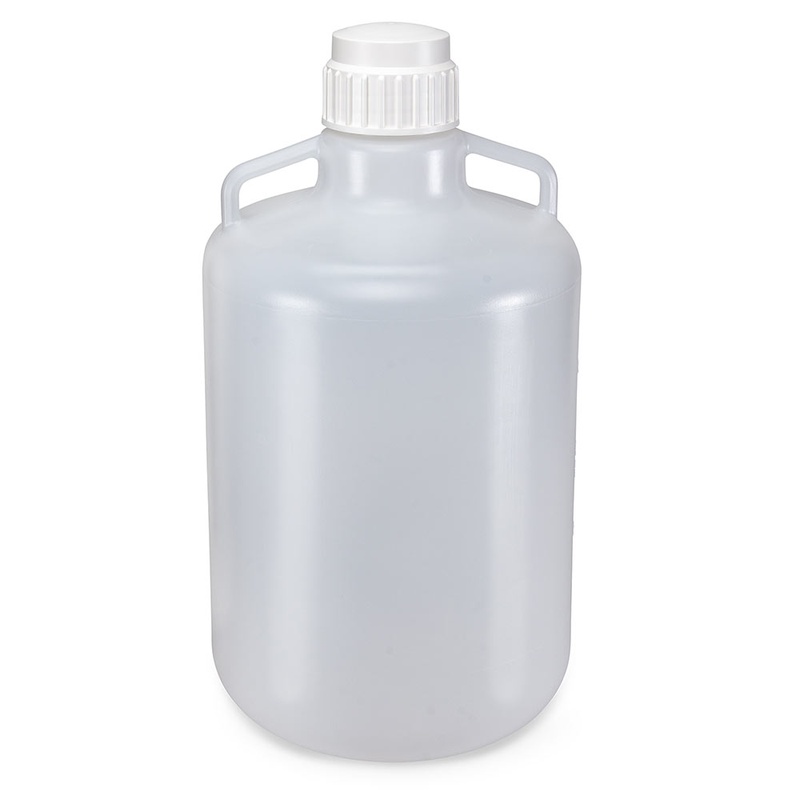 Globe Scientific Carboys, Round with Handles, LDPE, White PP Screwcap, 20 Liter, Molded Graduations